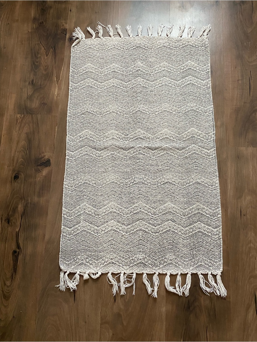 Neutral Fringe Cotton Mat - Soft Cream Rug